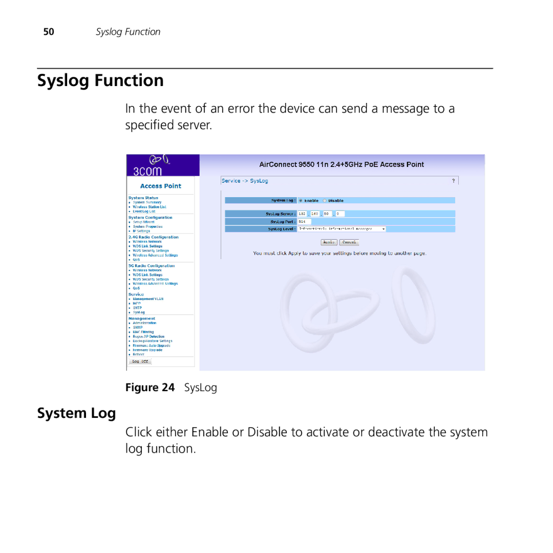 3Com 9550, 9150 manual Syslog Function, System Log 