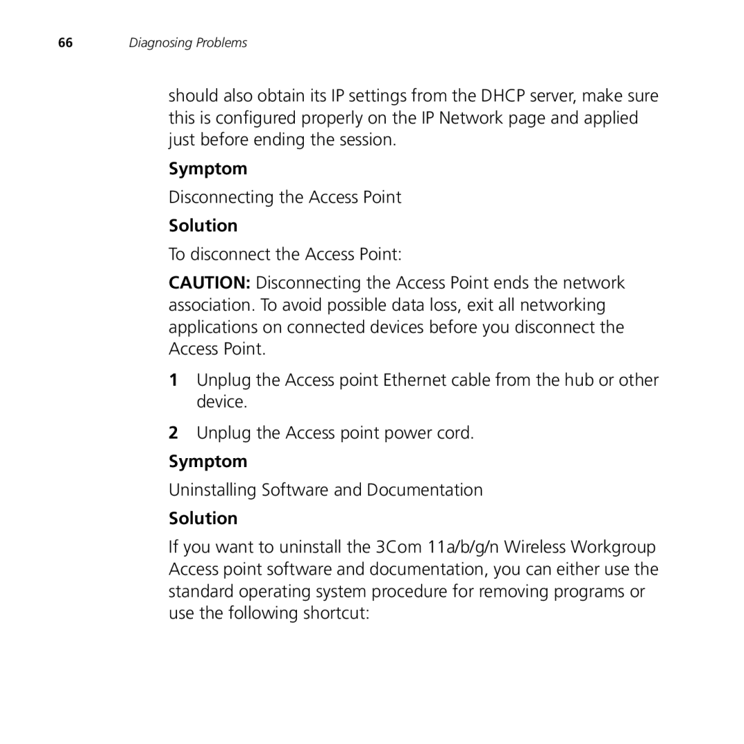 3Com 9550, 9150 manual Disconnecting the Access Point 