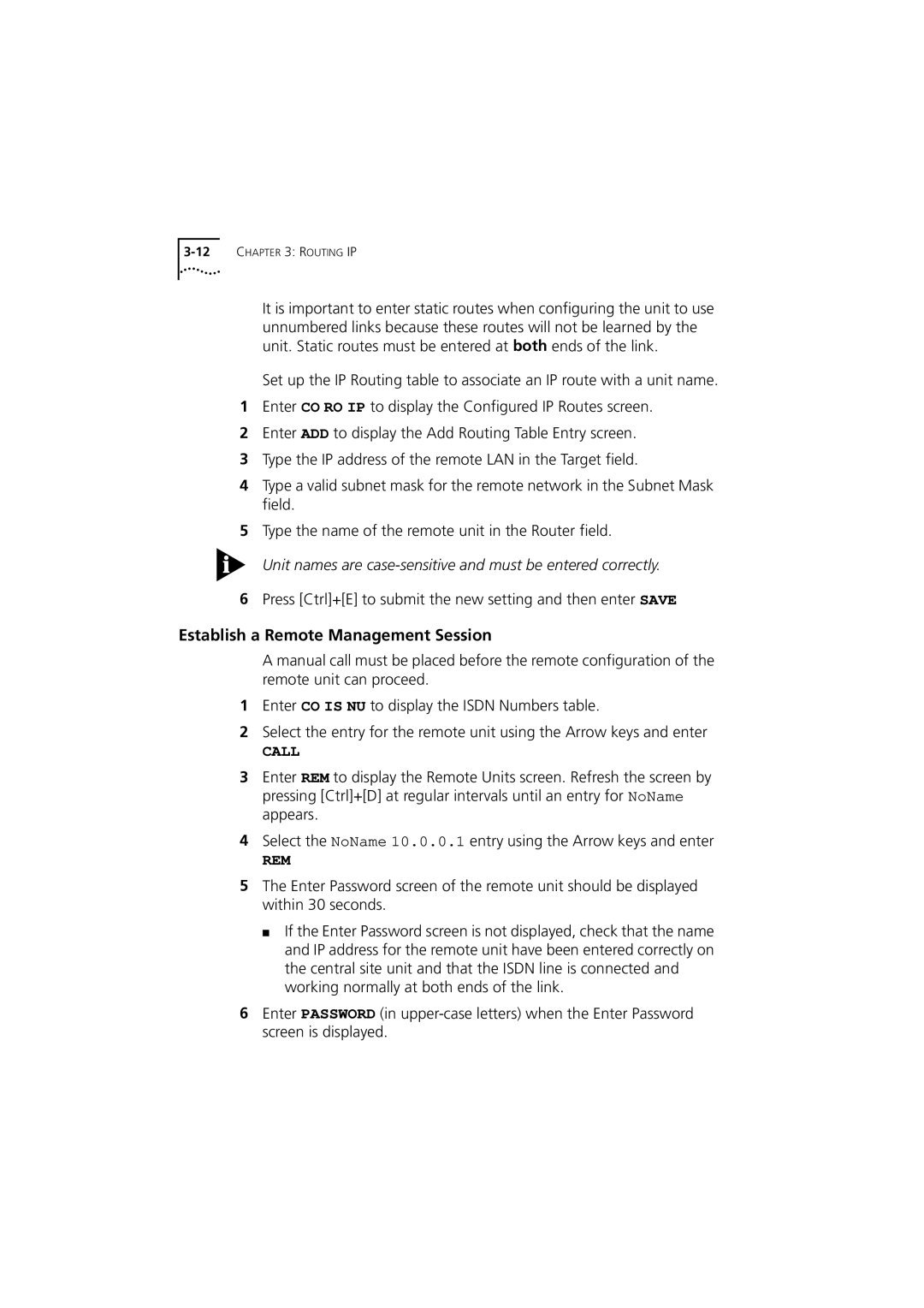 3Com 980-000077/002 manual 12CHAPTER 3 Routing IP 