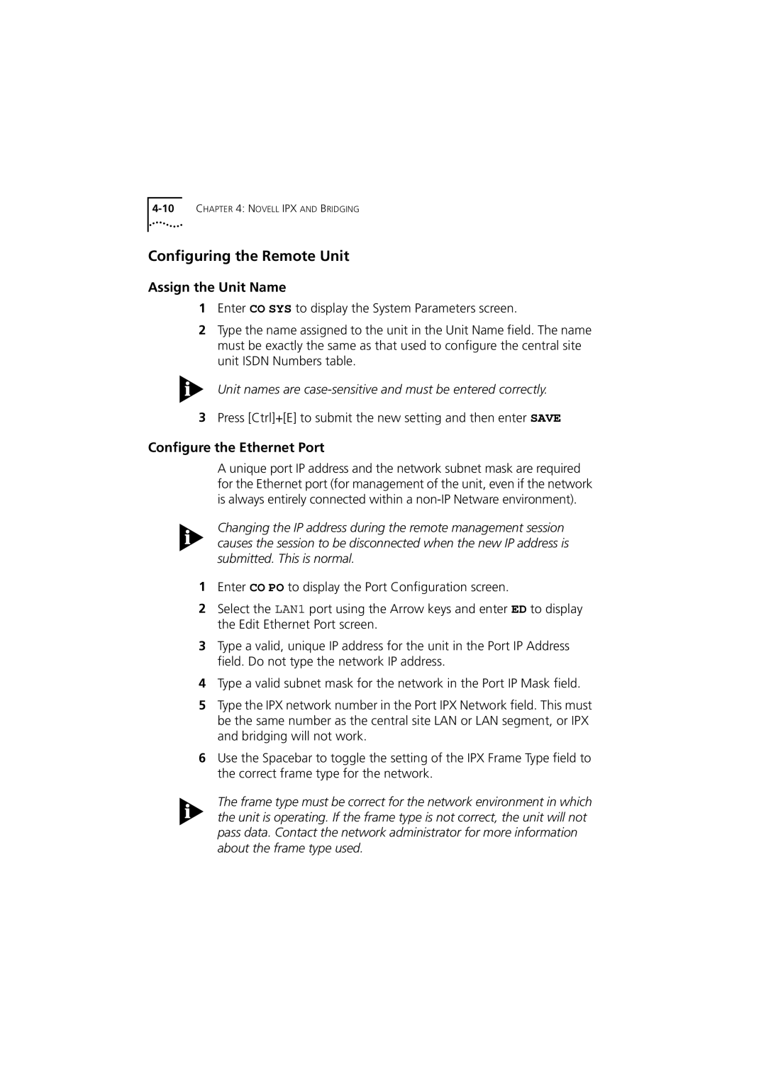 3Com 980-000077/002 manual 10CHAPTER 4 Novell IPX and Bridging 