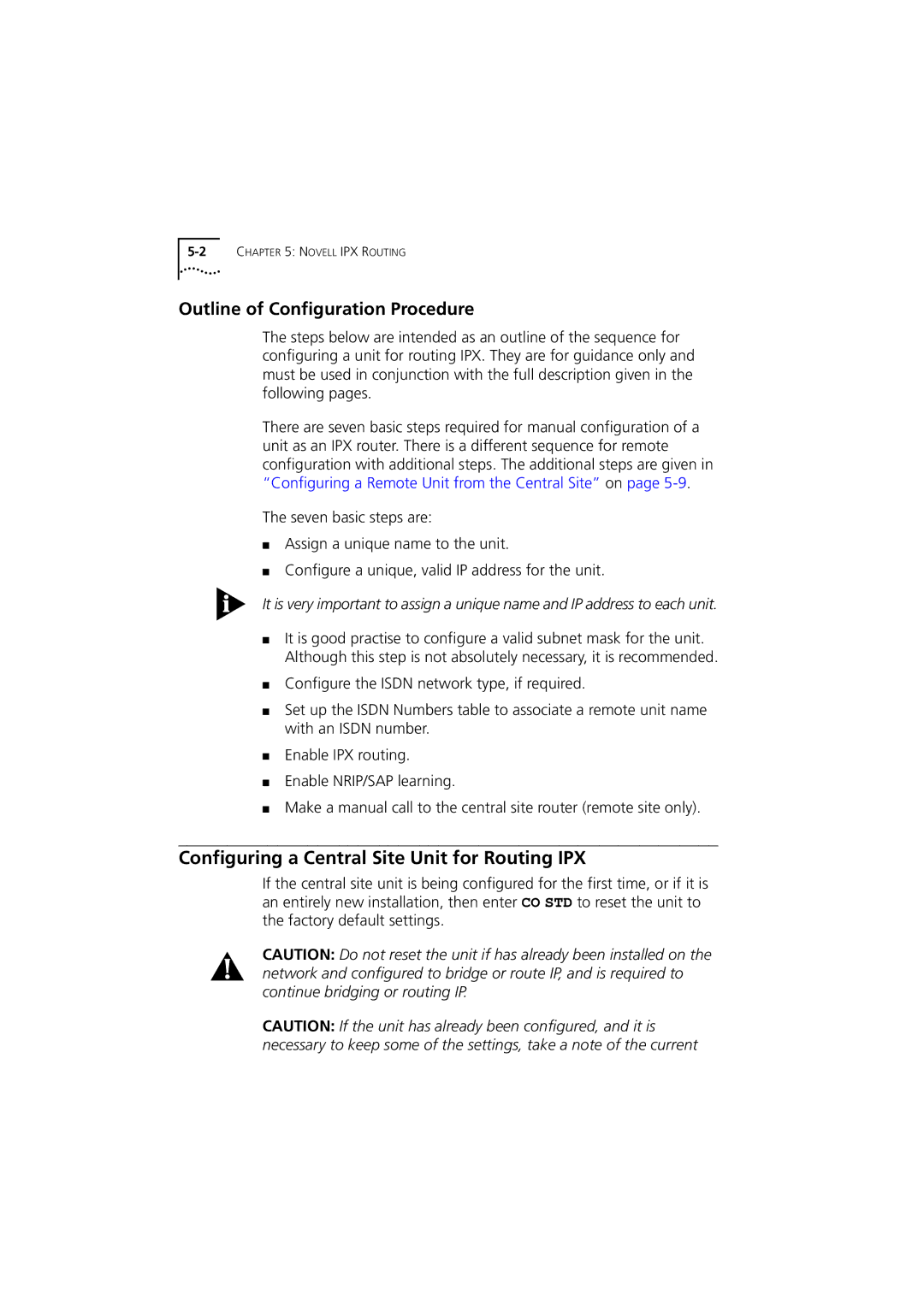 3Com 980-000077/002 manual Configuring a Central Site Unit for Routing IPX, Outline of Configuration Procedure 