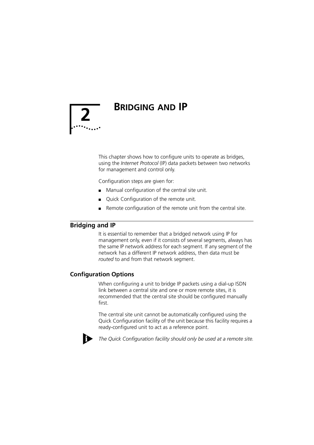 3Com 980-000077/002 manual Bridging and IP, Configuration Options 