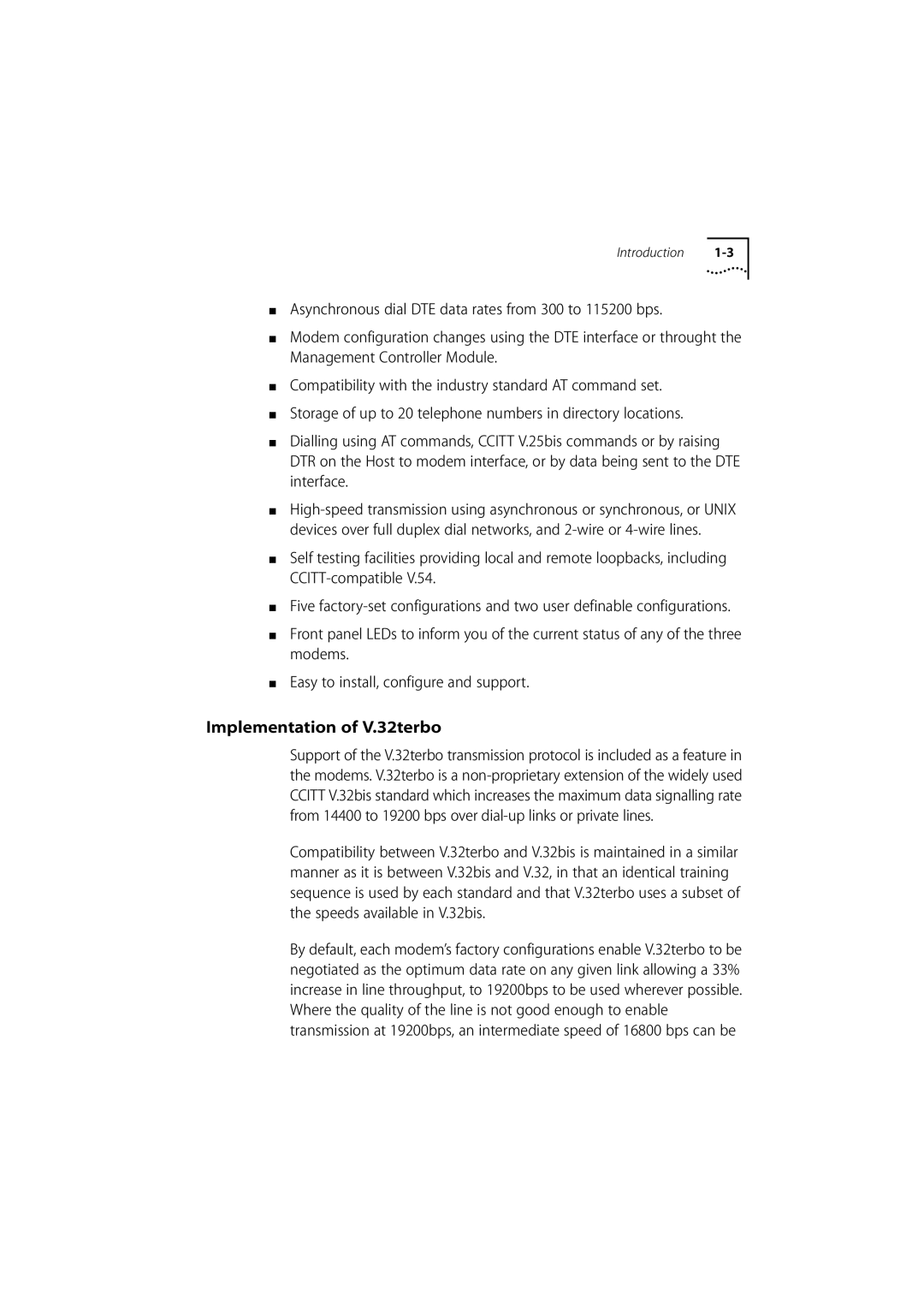 3Com 980/000048/001 manual Implementation of V.32terbo 