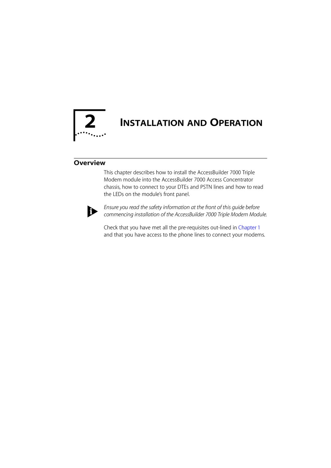 3Com 980/000048/001 manual Installation and Operation, Overview 