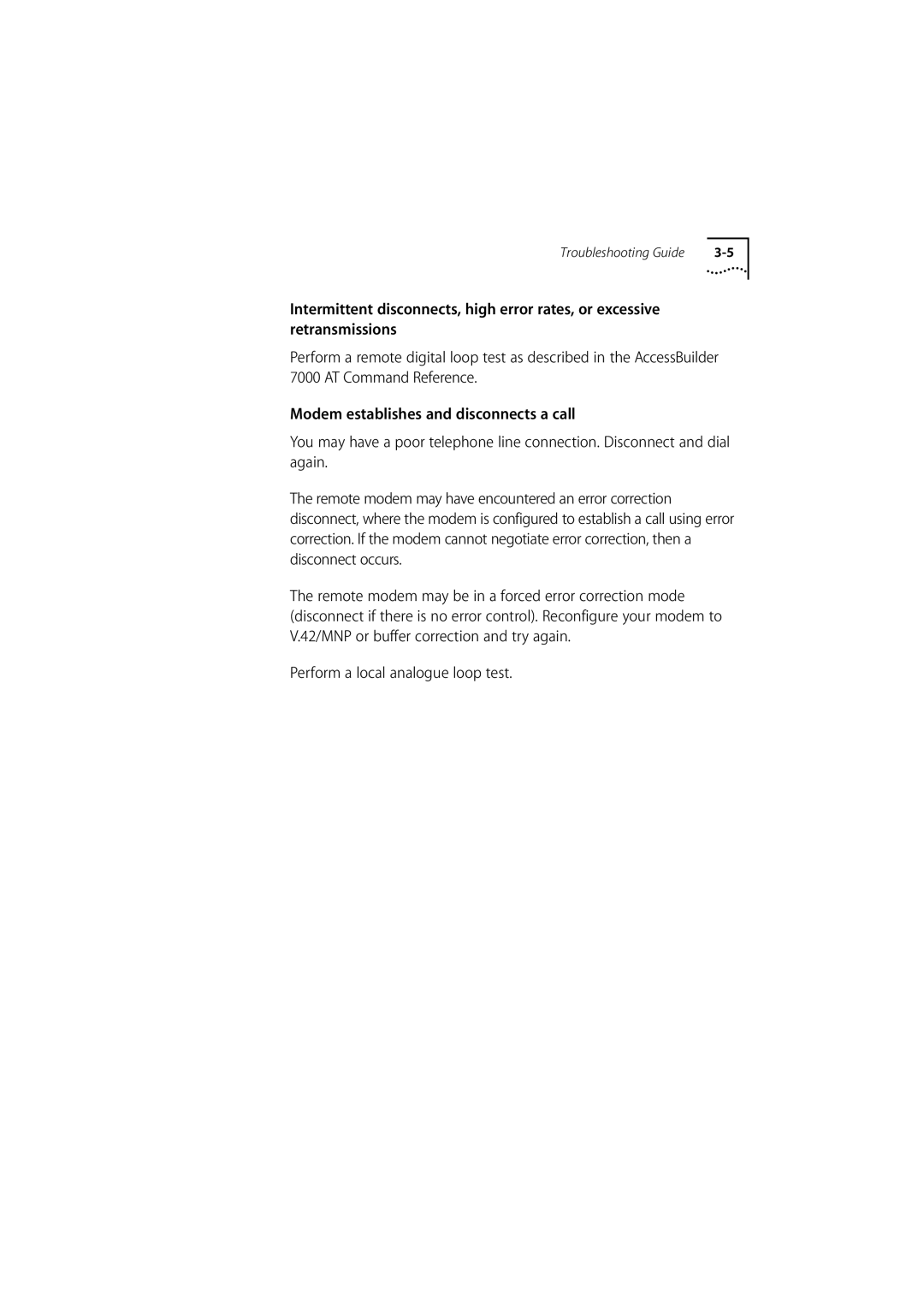 3Com 980/000048/001 manual Perform a local analogue loop test 