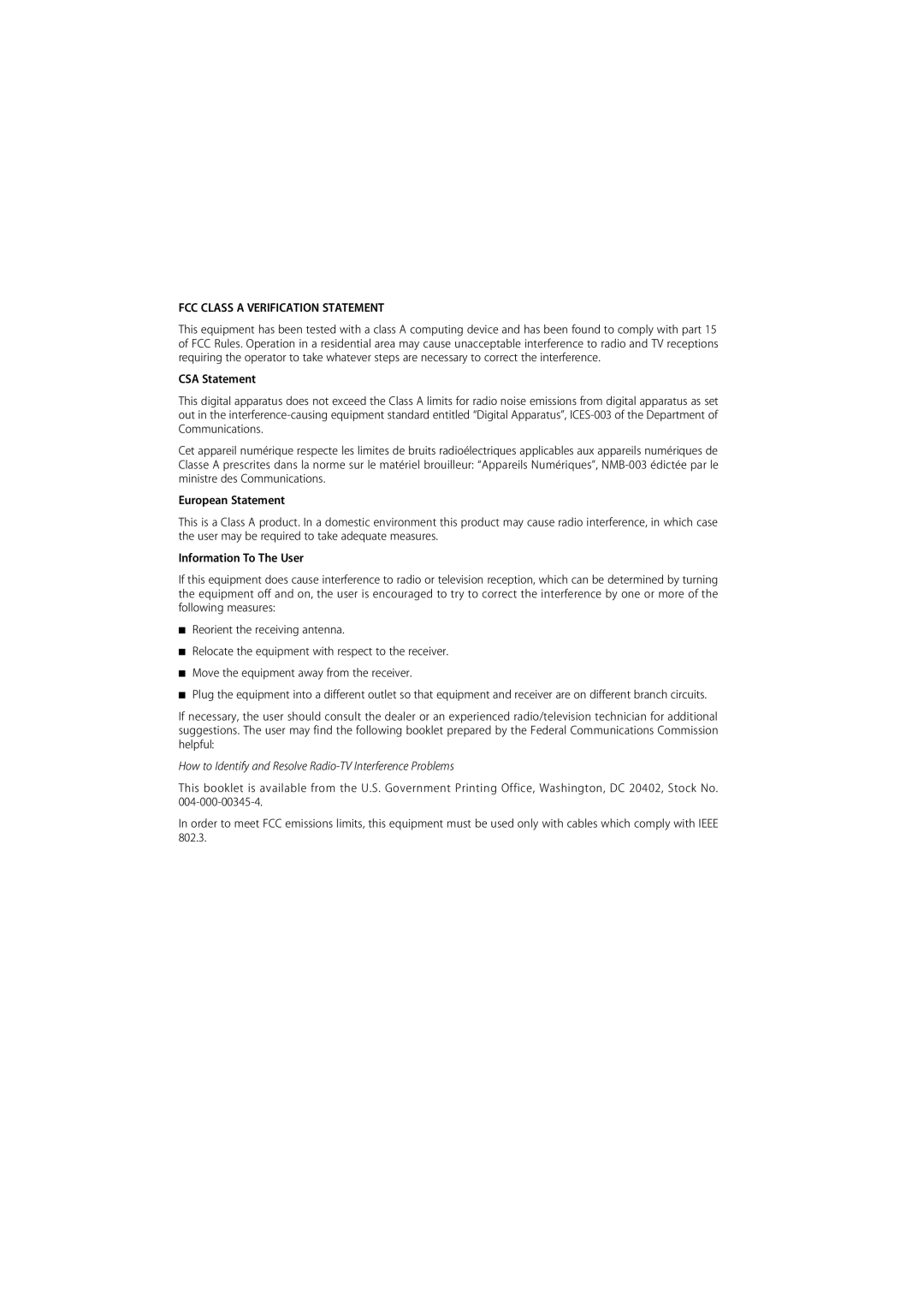 3Com 980/000048/001 manual How to Identify and Resolve Radio-TV Interference Problems 