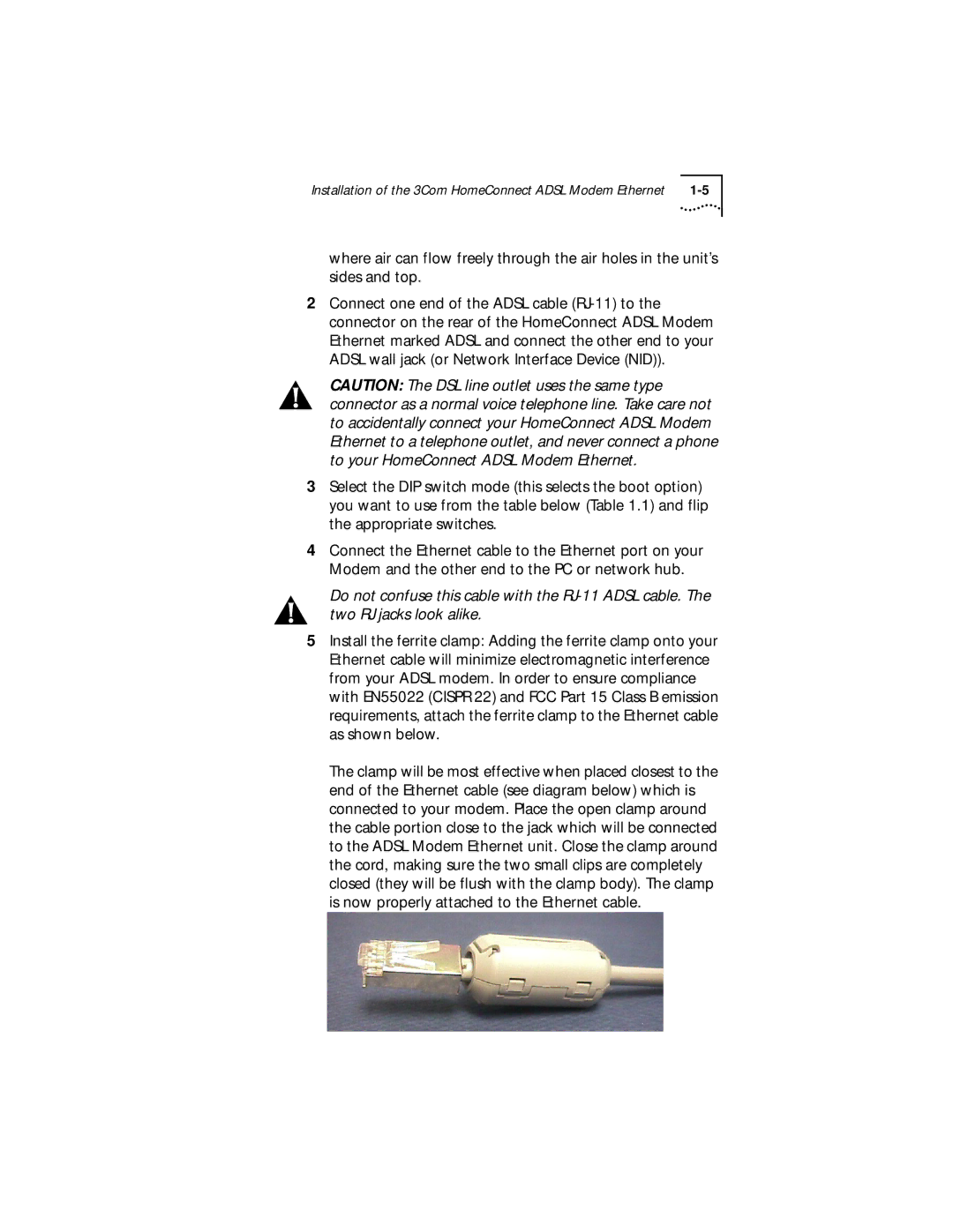 3Com ADSL Modem Ethernet manual Installation of the 3Com HomeConnect Adsl Modem Ethernet 