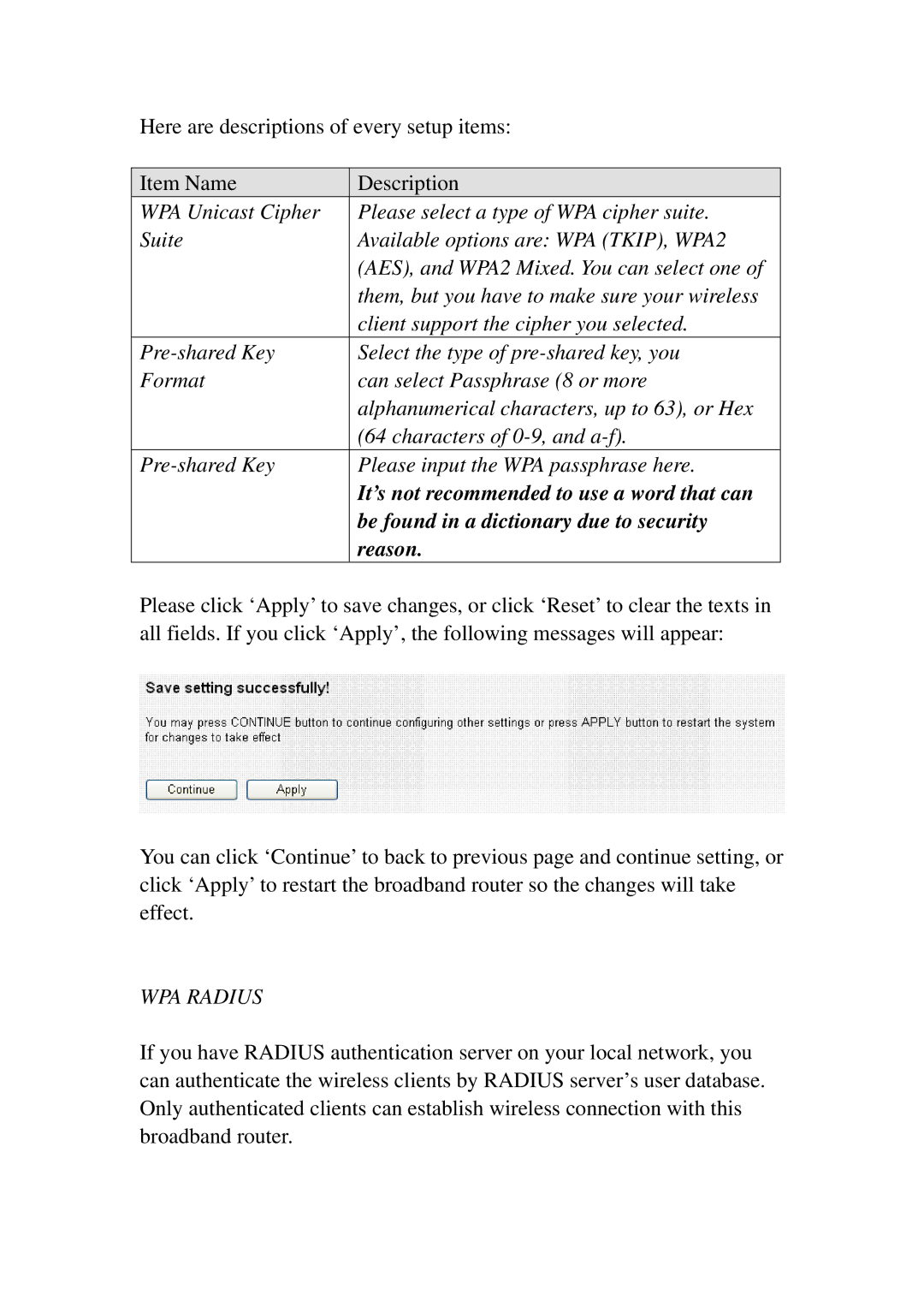 3Com BR-6574N manual WPA Radius 