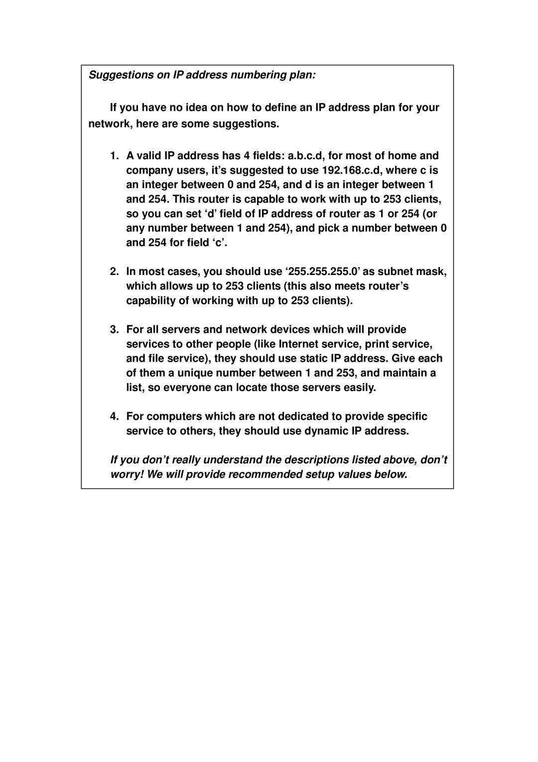 3Com BR-6574N manual Suggestions on IP address numbering plan 