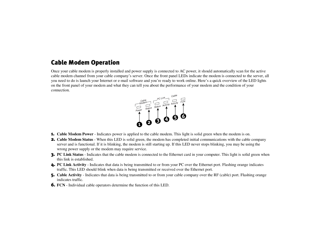 3Com CMX manual Cable Modem Operation, 3 4 5 