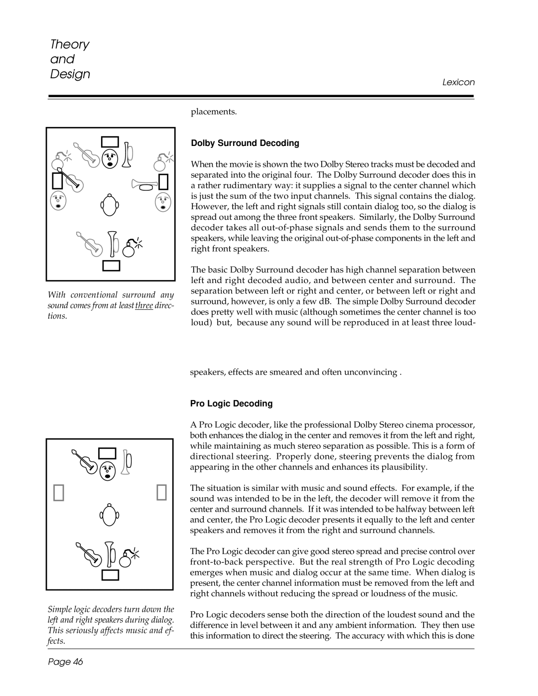 3Com CP-1 owner manual Dolby Surround Decoding, Pro Logic Decoding 