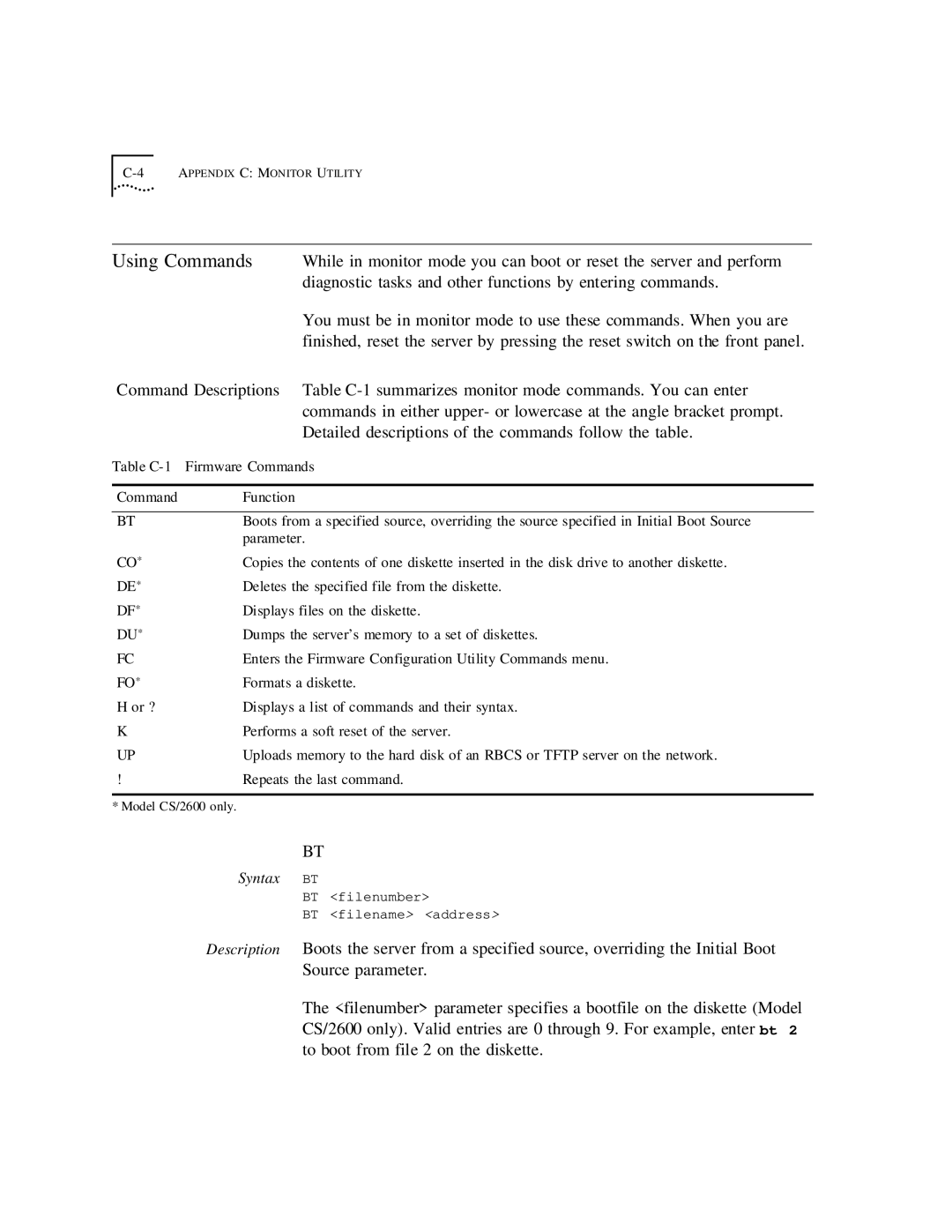 3Com CS/2500 manual Syntax BT 