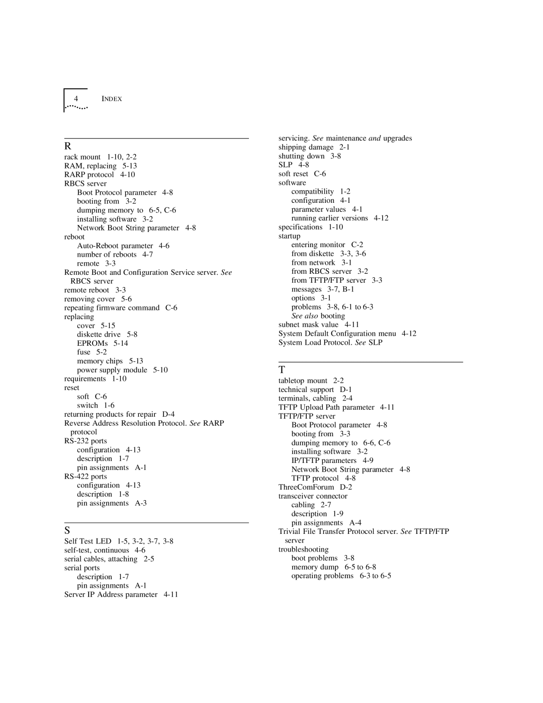 3Com CS/2500 manual Index 