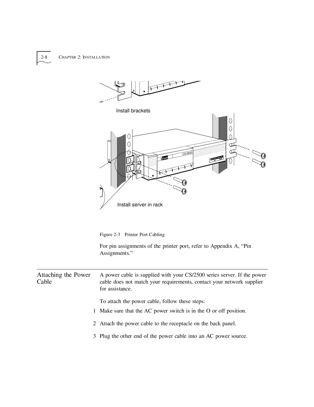 3Com CS/2500 manual Install brackets 