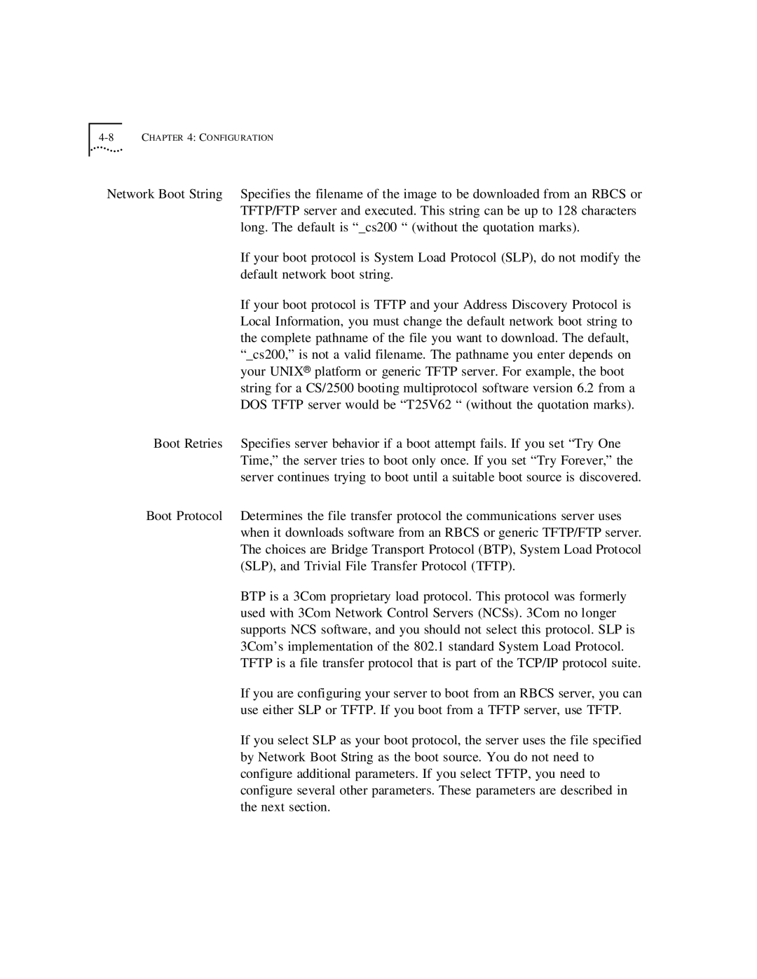 3Com CS/2500 manual SLP, and Trivial File Transfer Protocol Tftp, Used with 3Com Network Control Servers NCSs Com no longer 