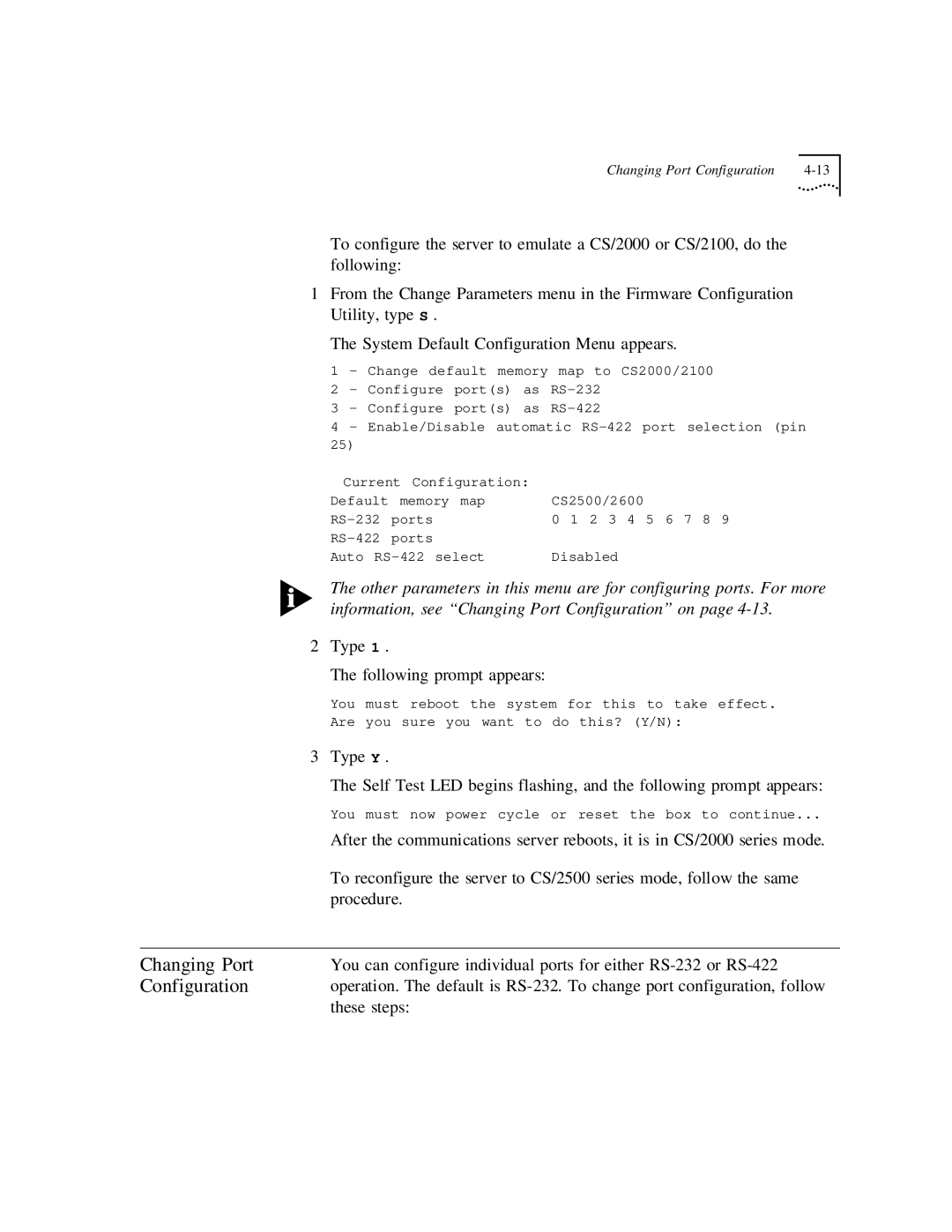 3Com CS/2500 manual Changing Port 