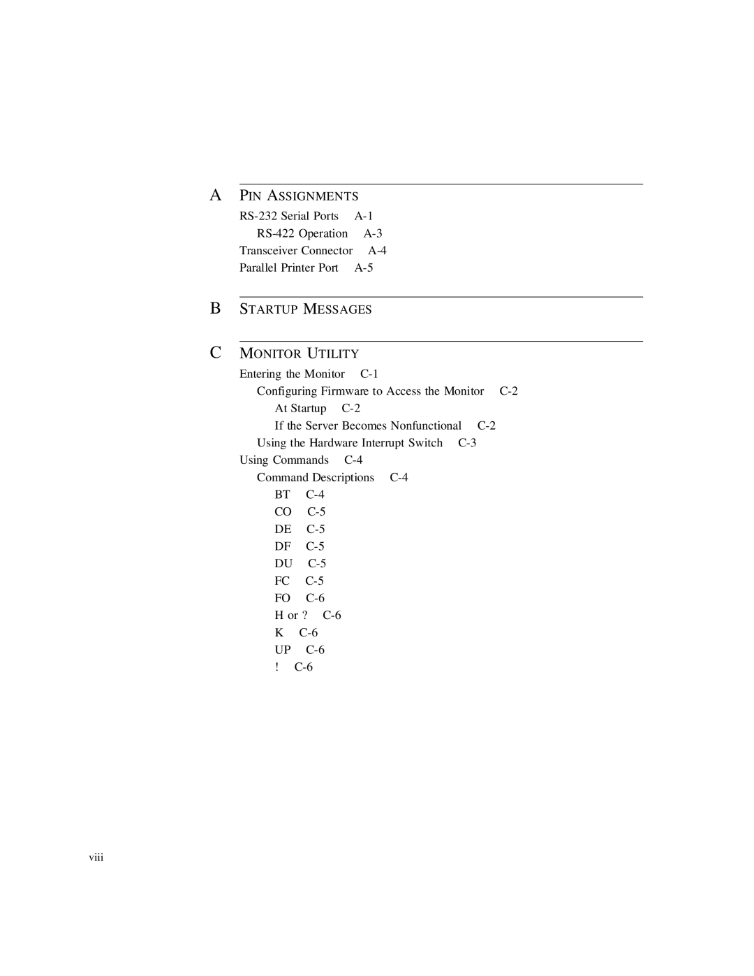 3Com CS/2500 manual PIN Assignments 