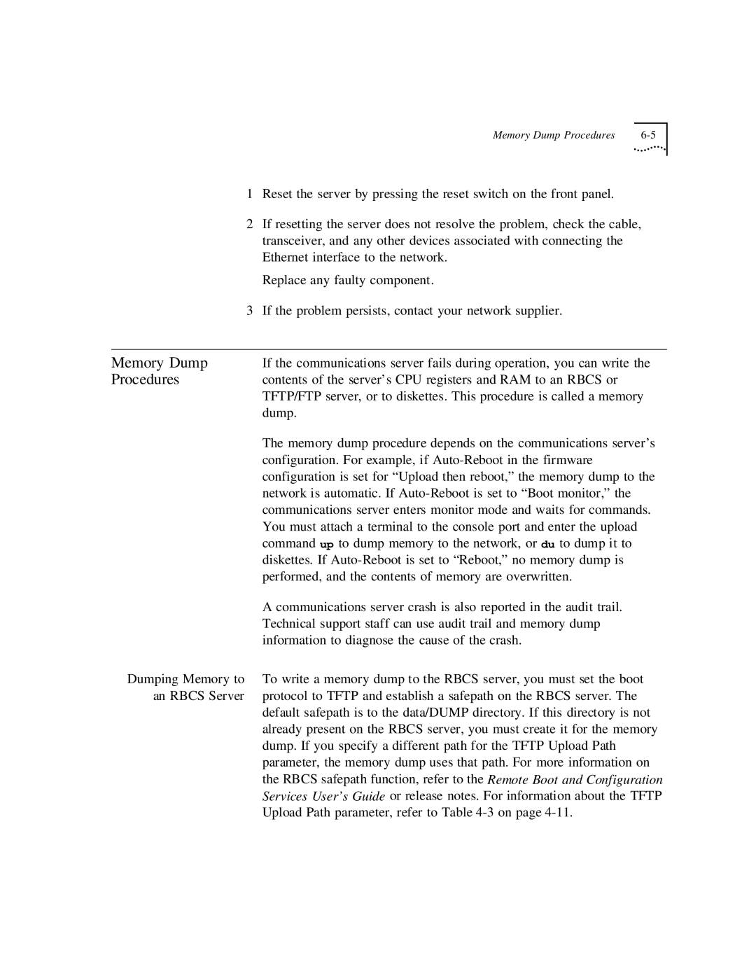 3Com CS/2500 manual Memory Dump, Procedures 