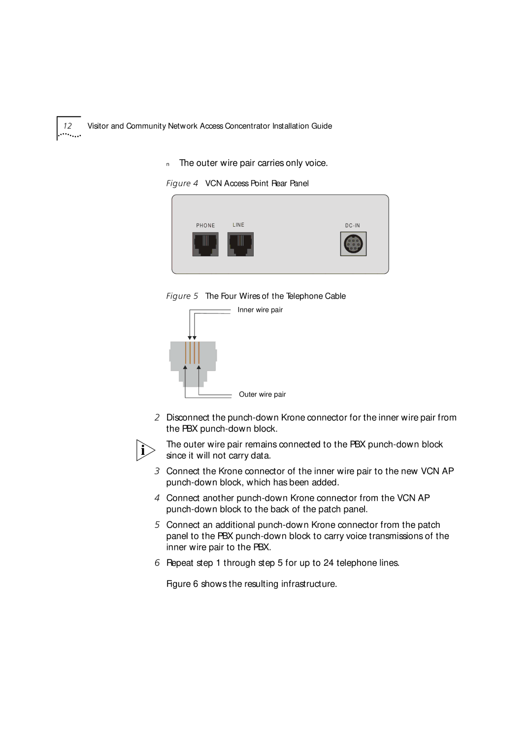 3Com DIA3CV1100-02 manual Outer wire pair carries only voice 