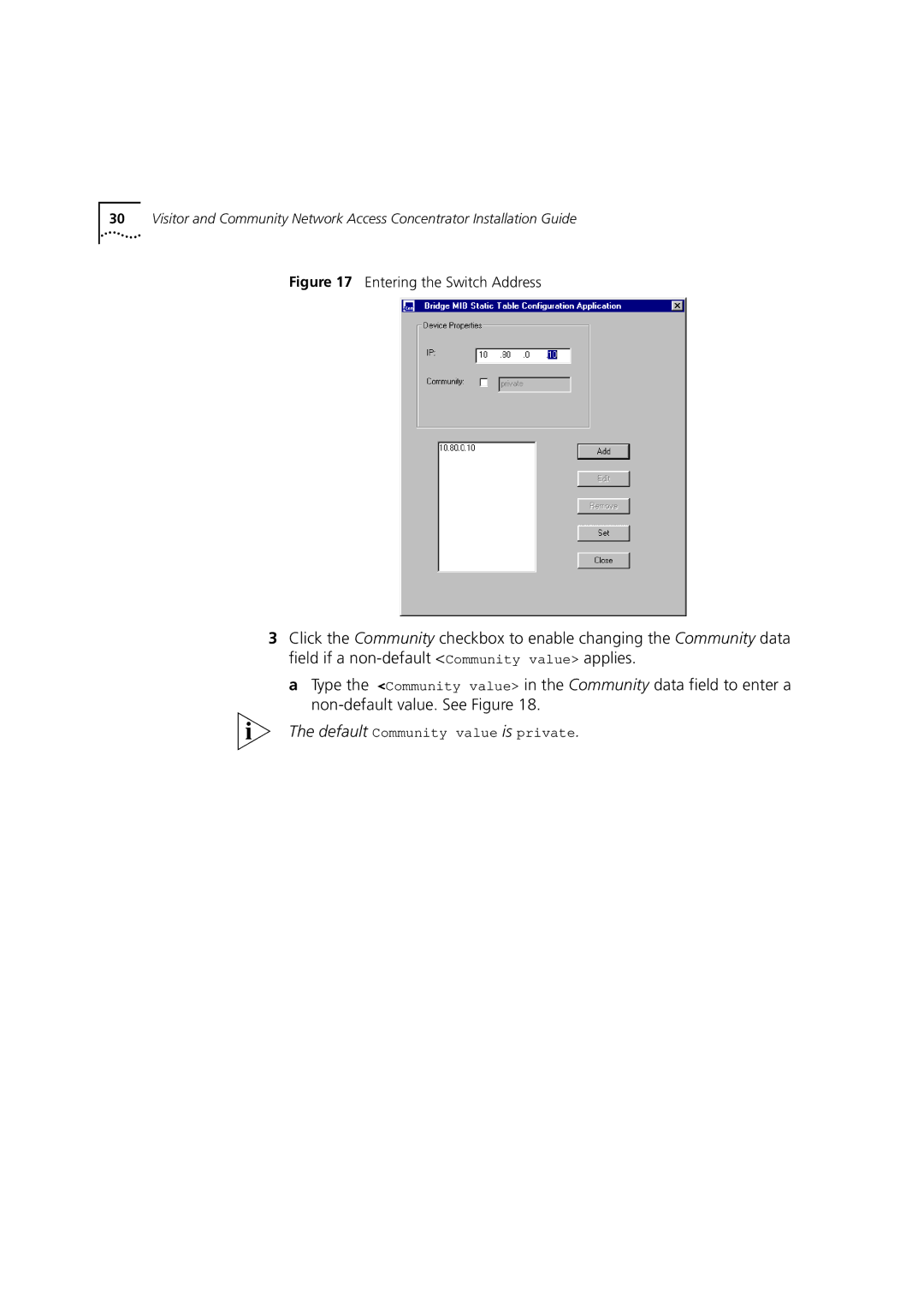 3Com DIA3CV1100-02 manual Entering the Switch Address 