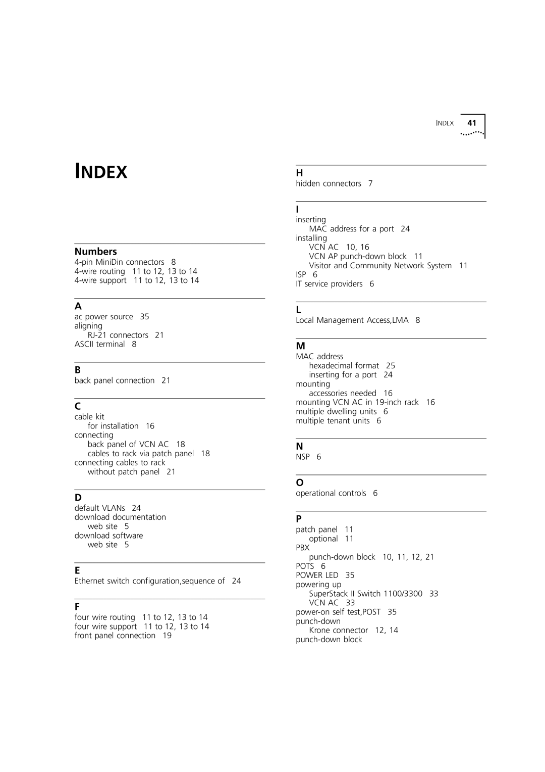 3Com DIA3CV1100-02 manual Index 