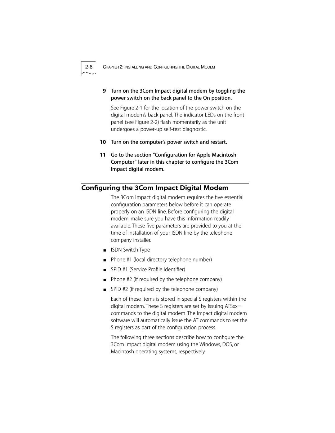 3Com DIGITAL MODEM manual Conﬁguring the 3Com Impact Digital Modem 