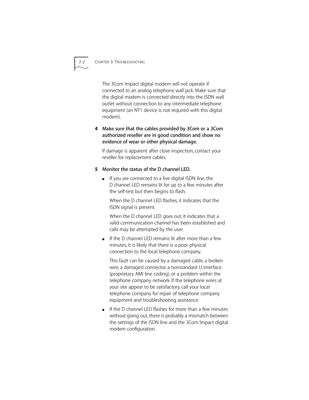 3Com DIGITAL MODEM manual Troubleshooting 