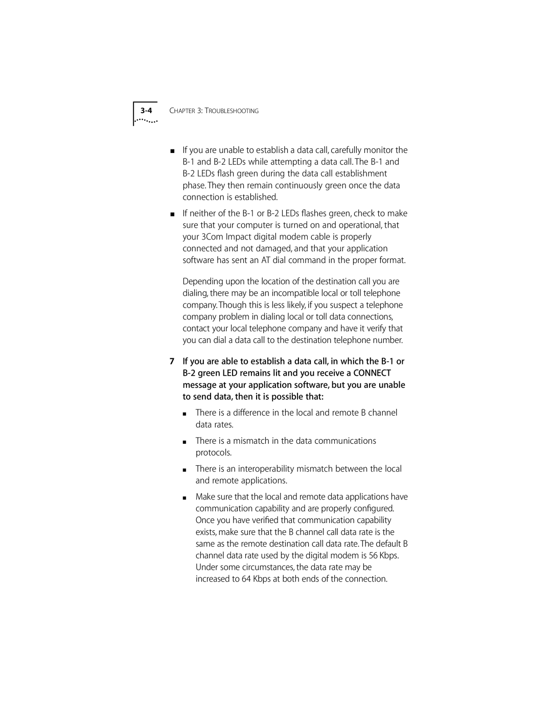 3Com DIGITAL MODEM manual Troubleshooting 