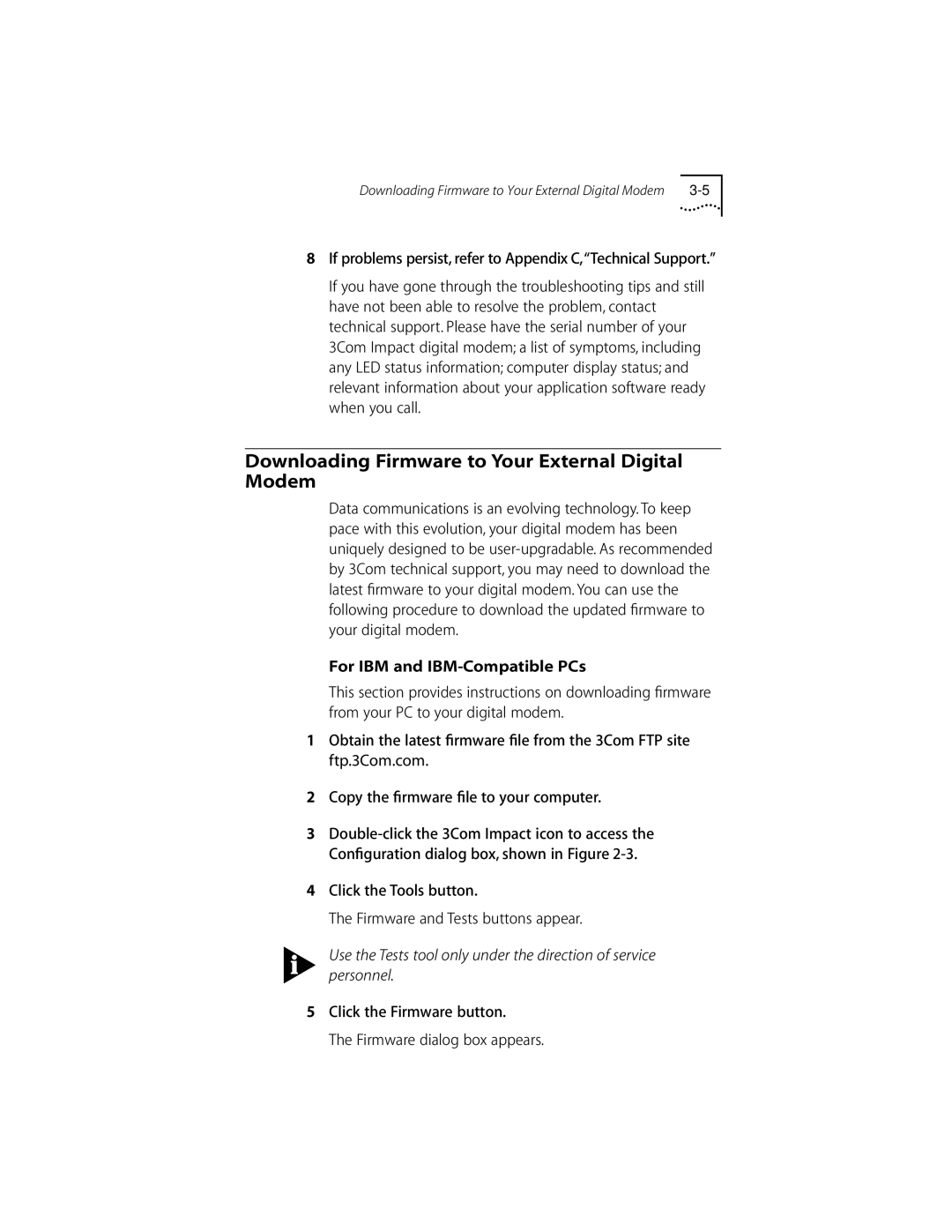 3Com DIGITAL MODEM manual Downloading Firmware to Your External Digital Modem 