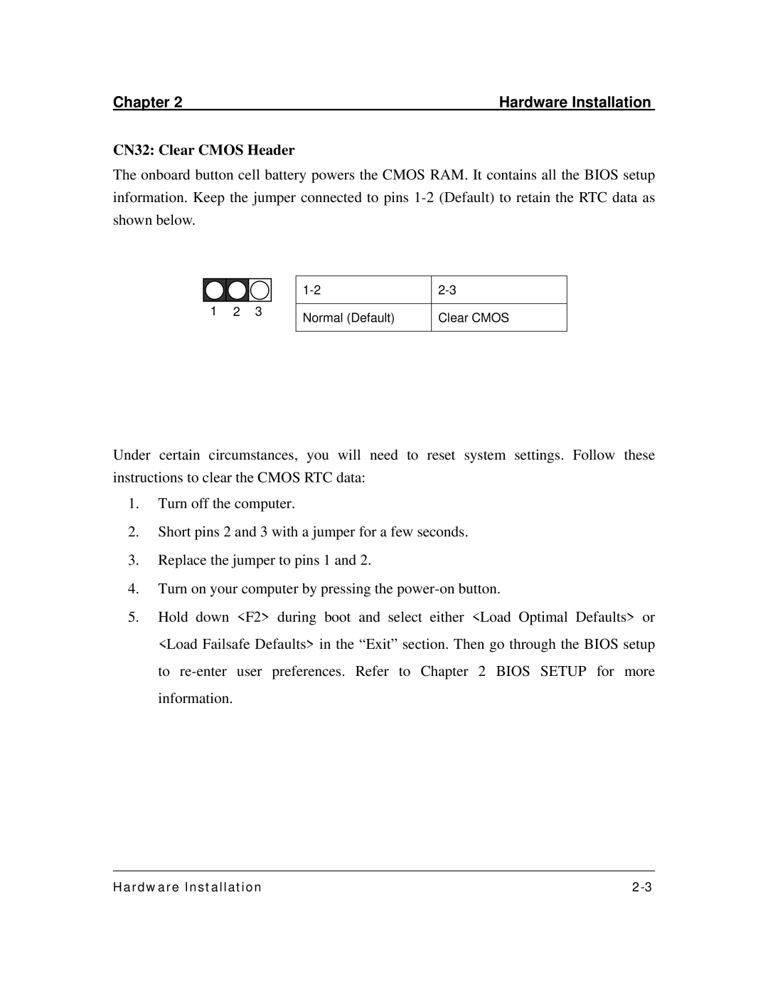 3Com DK8X user manual CN32 Clear Cmos Header 