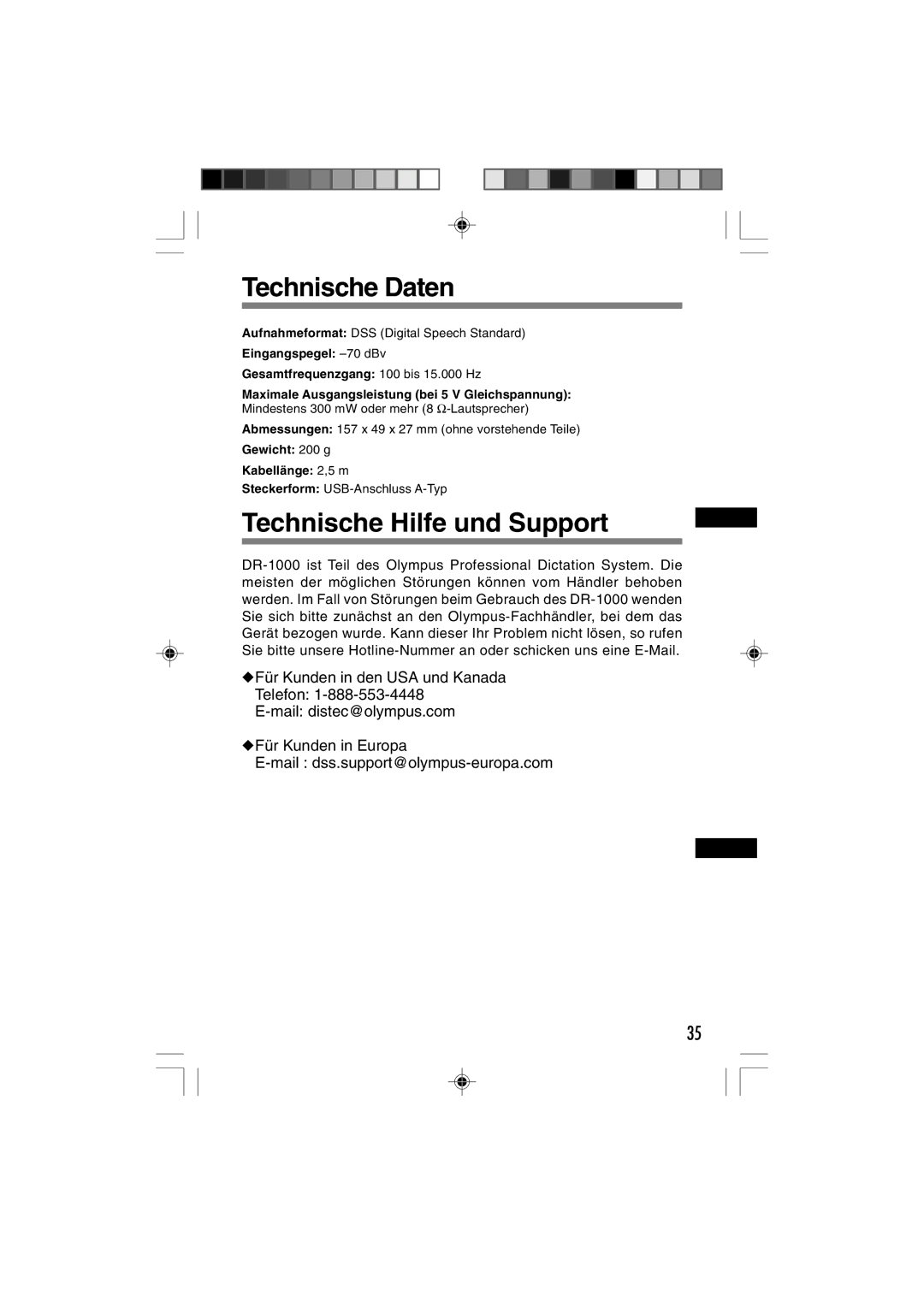 3Com DR-1000 manual Technische Daten, Technische Hilfe und Support 