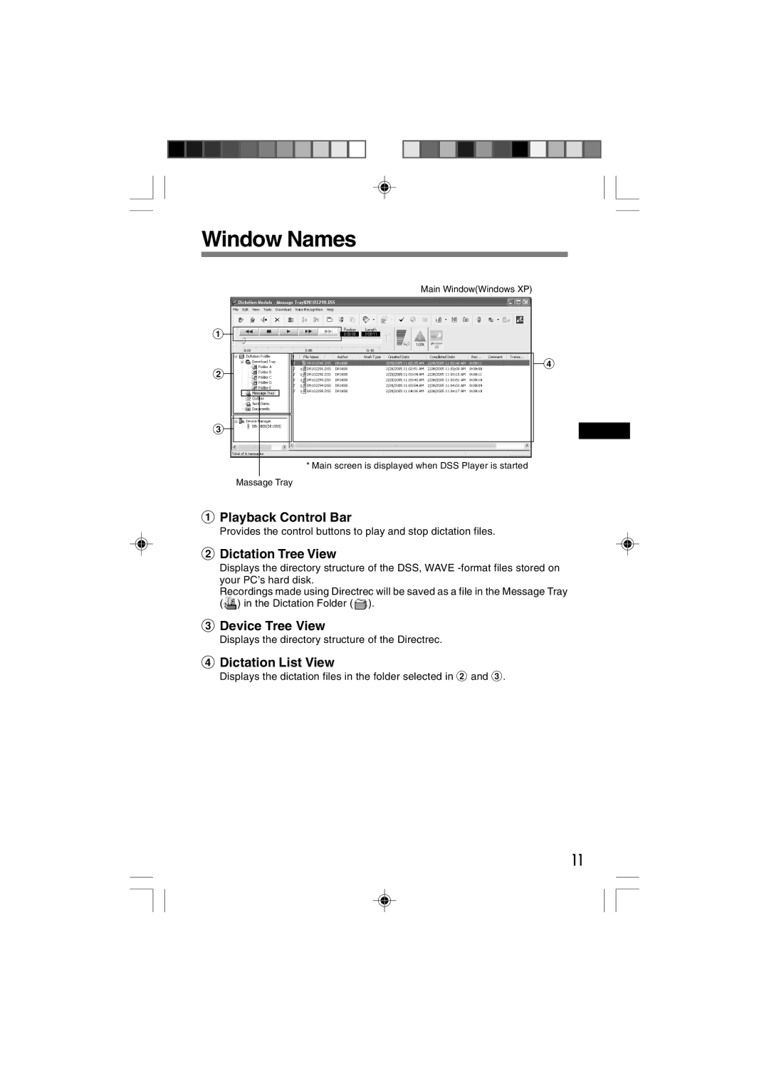 3Com DR-1000 manual Window Names, Dictation Tree View 