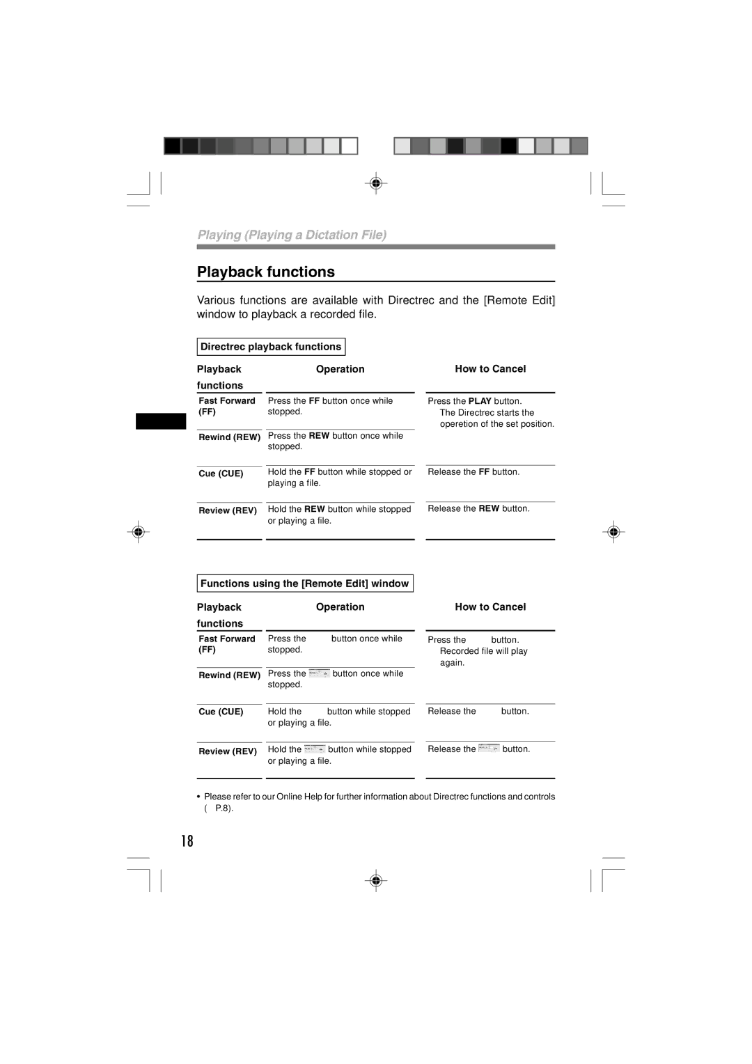 3Com DR-1000 manual Playback functions 