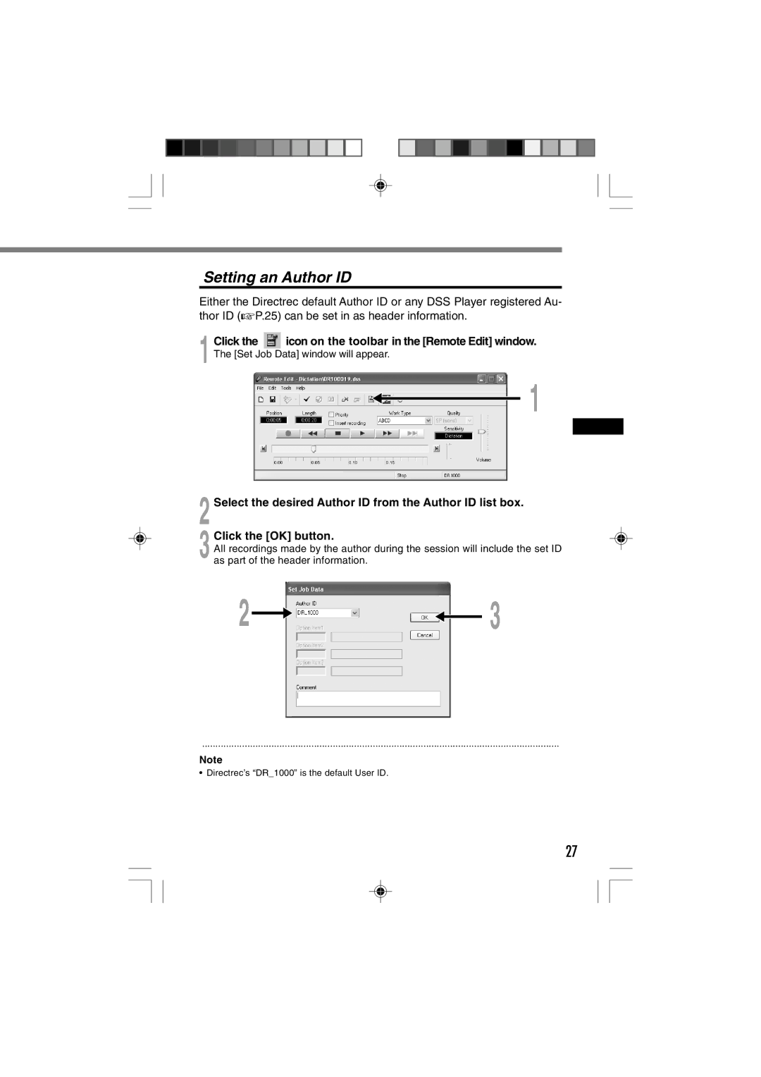 3Com DR-1000 manual Setting an Author ID 