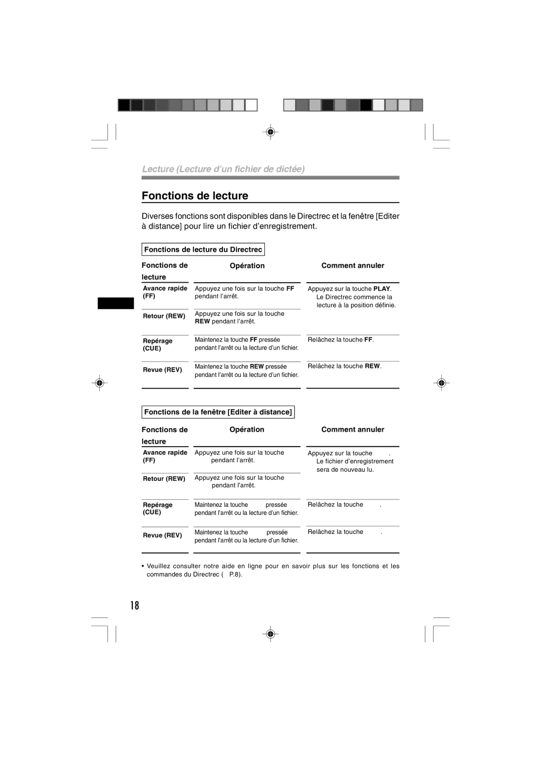 3Com DR-1000 manual Fonctions de lecture 