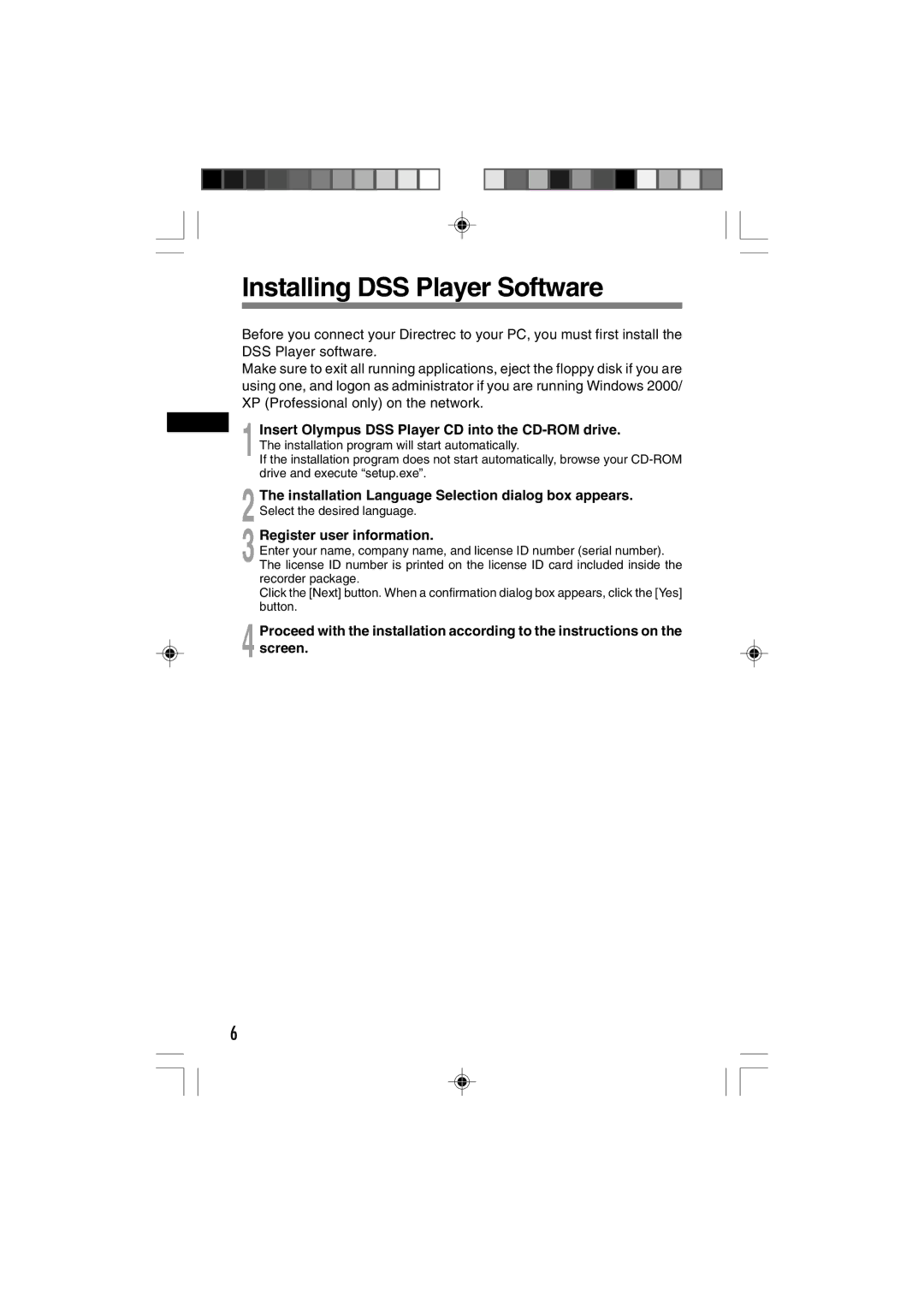 3Com DR-1000 manual Installing DSS Player Software, Register user information 