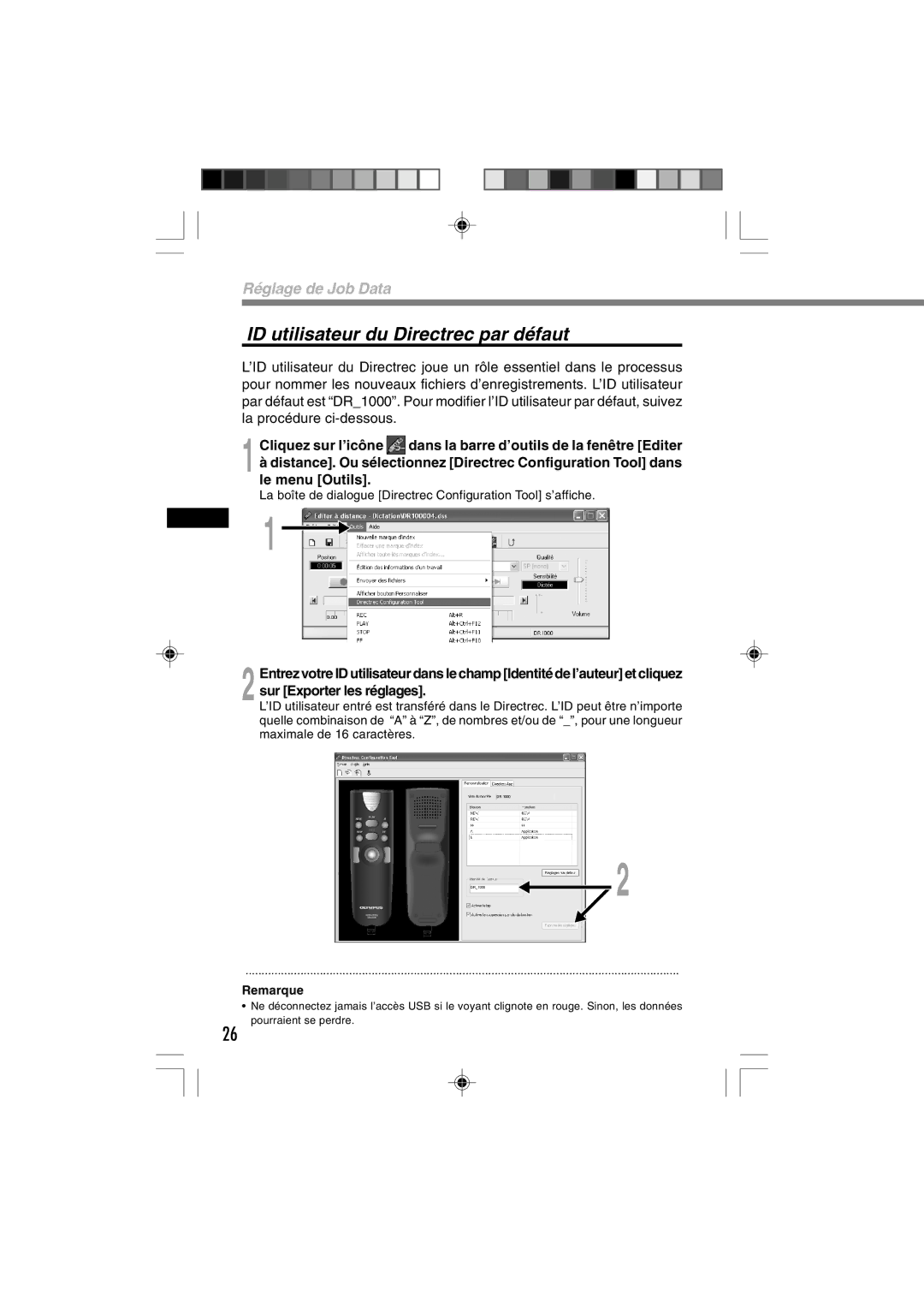 3Com DR-1000 manual ID utilisateur du Directrec par défaut 