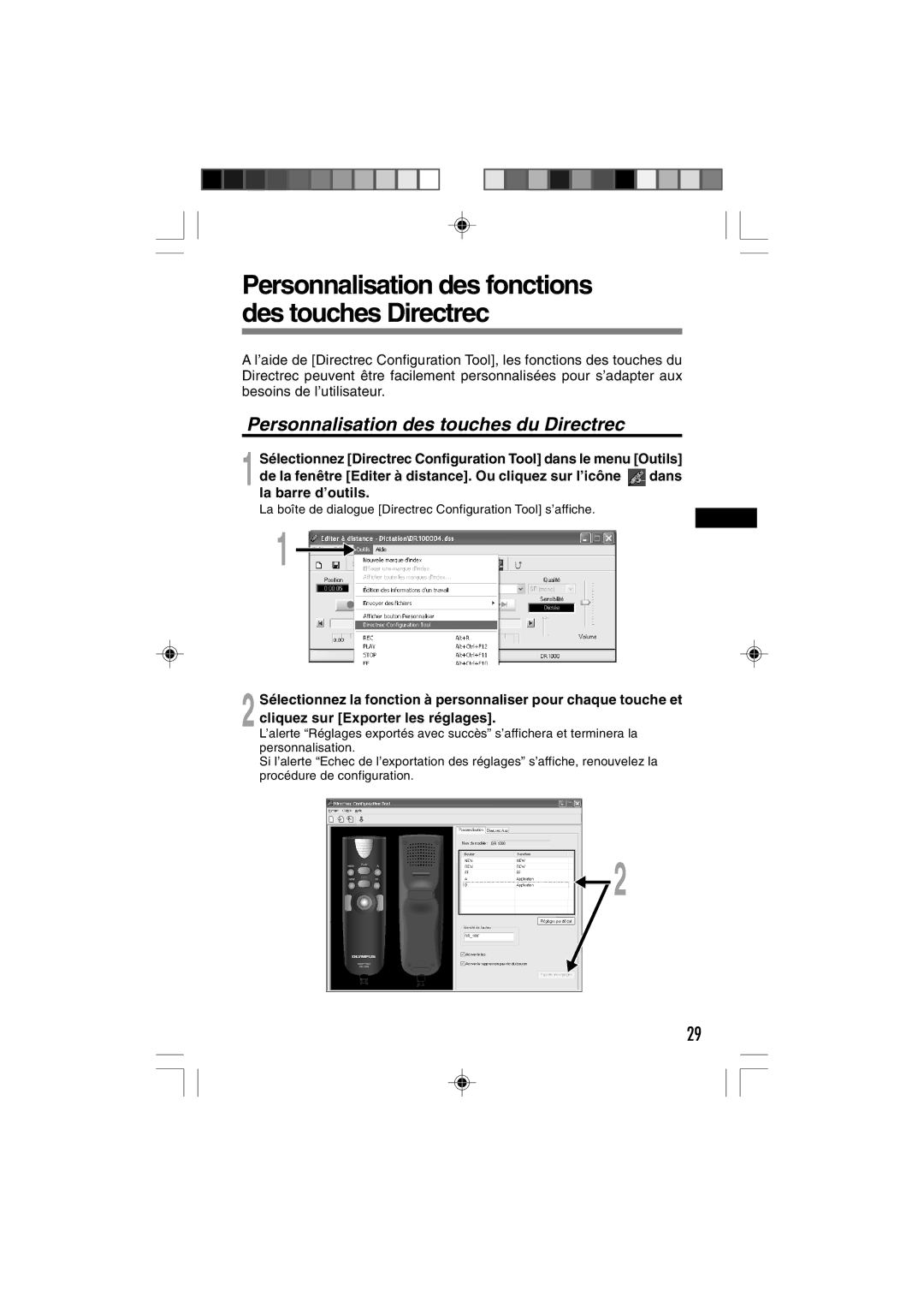 3Com DR-1000 manual Personnalisation des fonctions des touches Directrec, Personnalisation des touches du Directrec 