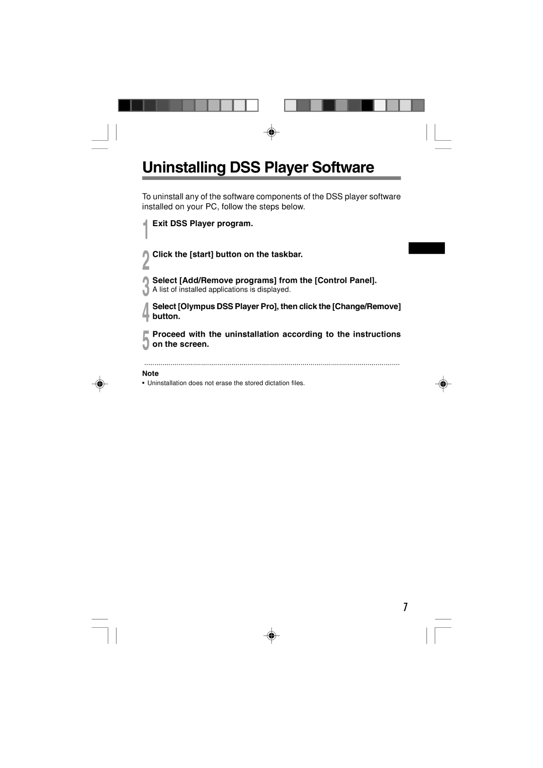 3Com DR-1000 manual Uninstalling DSS Player Software 