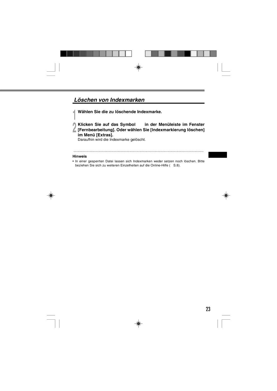 3Com DR-1000 manual Löschen von Indexmarken 