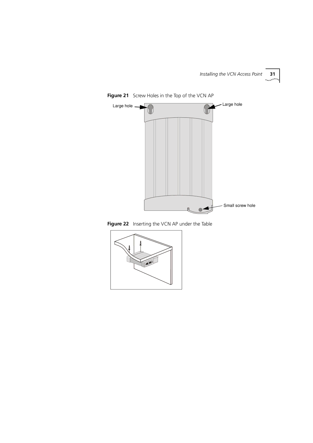 3Com DSA-3CV1001-02 service manual Inserting the VCN AP under the Table 