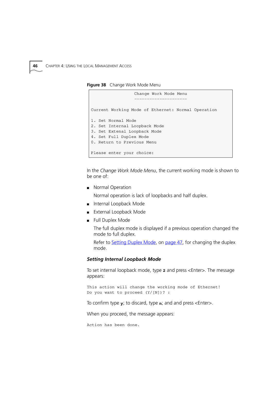 3Com DSA-3CV1001-02 service manual Setting Internal Loopback Mode 