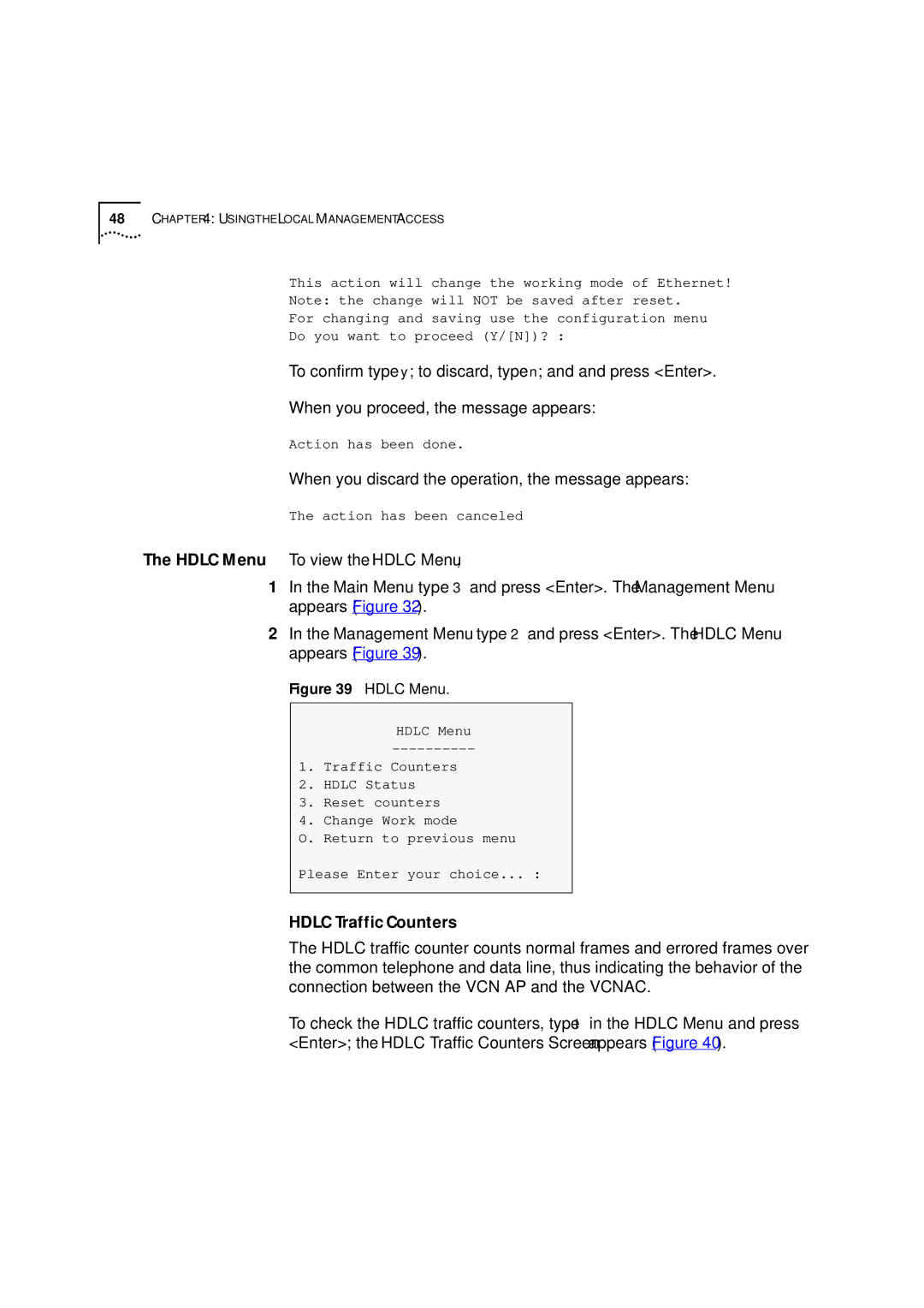 3Com DSA-3CV1001-02 service manual Hdlc Menu To view the Hdlc Menu, Hdlc Traffic Counters 