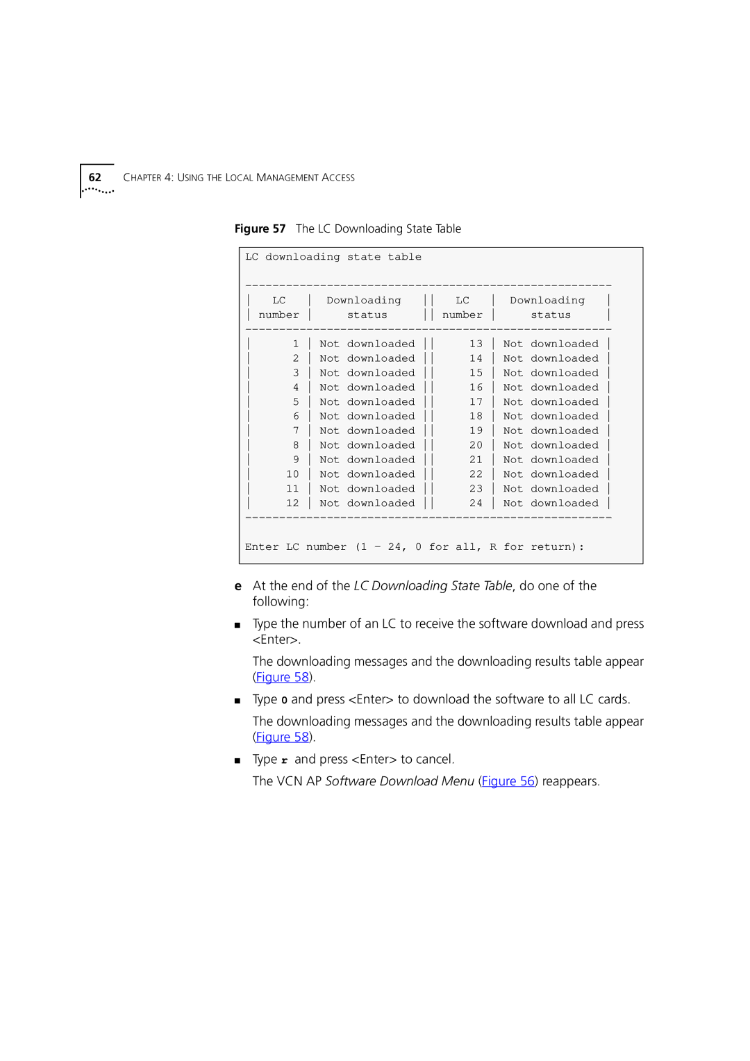 3Com DSA-3CV1001-02 service manual LC Downloading State Table 