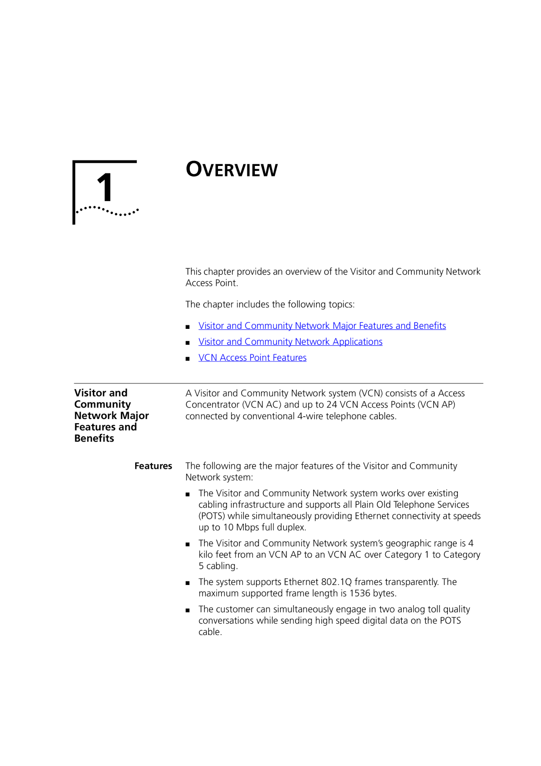 3Com DSA-3CV1001-02 service manual Overview, Visitor, Community, Network Major, Features Benefits 