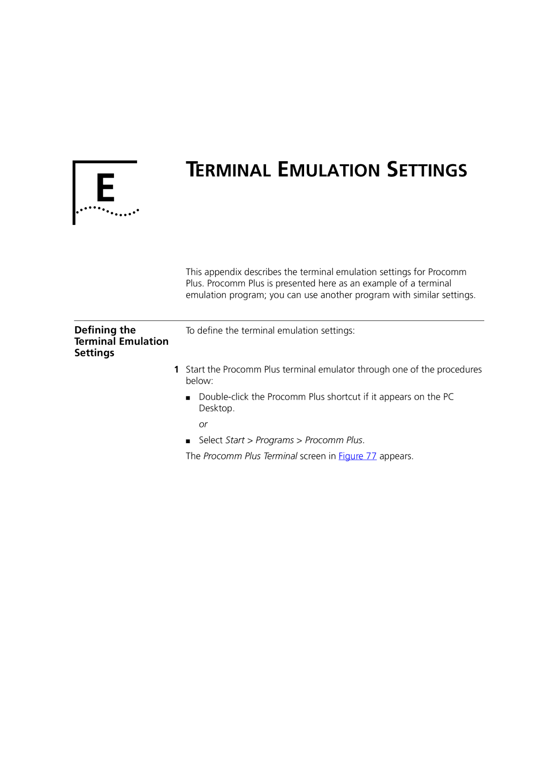 3Com DSA-3CV1001-02 service manual Terminal Emulation Settings, Defining, To define the terminal emulation settings 