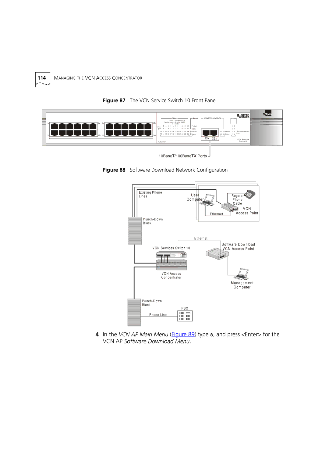 3Com DSA-3CV1100-02 service manual VCN Service Switch 10 Front Pane 