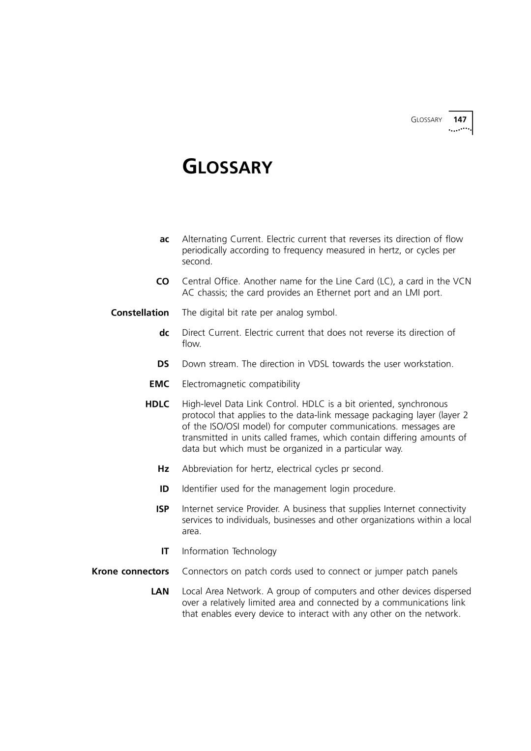 3Com DSA-3CV1100-02 service manual Glossary 