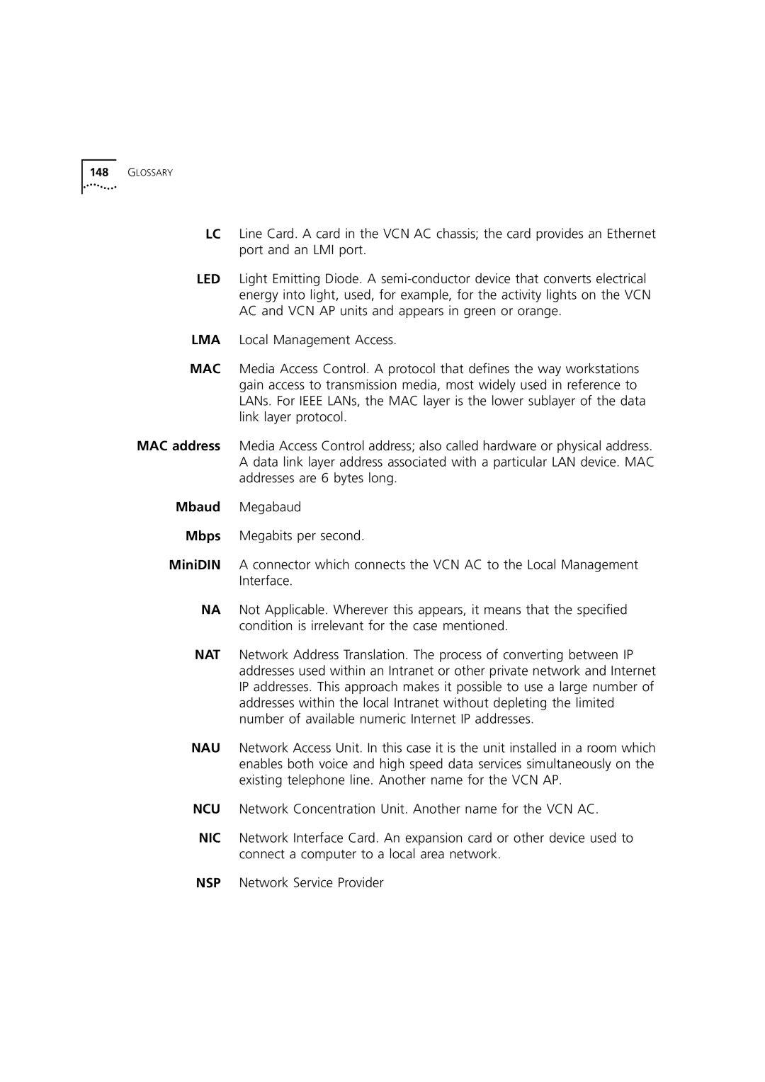 3Com DSA-3CV1100-02 service manual Mbaud, Mbps, MiniDIN 