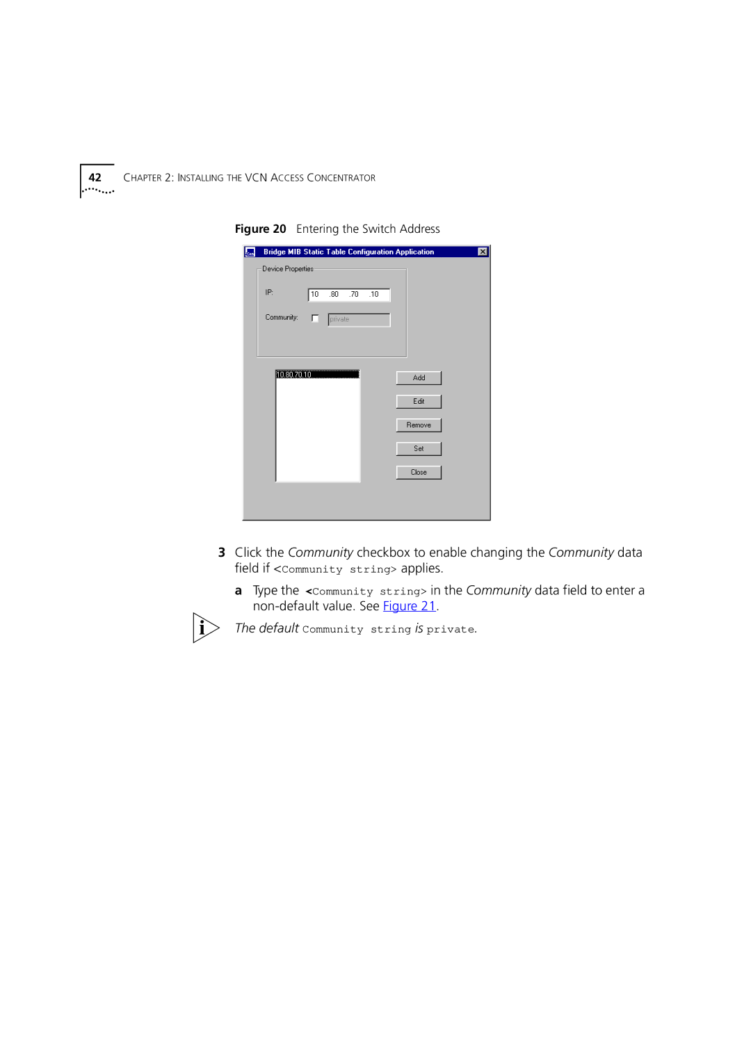 3Com DSA-3CV1100-02 service manual Entering the Switch Address 